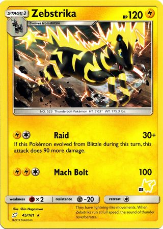 Zebstrika (45/181) (Pikachu Stamp #23) [Battle Academy 2020] | Tables and Towers