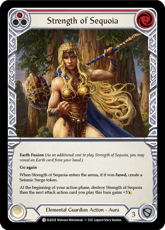 Strength of Sequoia (Red) [ELE028] (Tales of Aria)  1st Edition Rainbow Foil | Tables and Towers