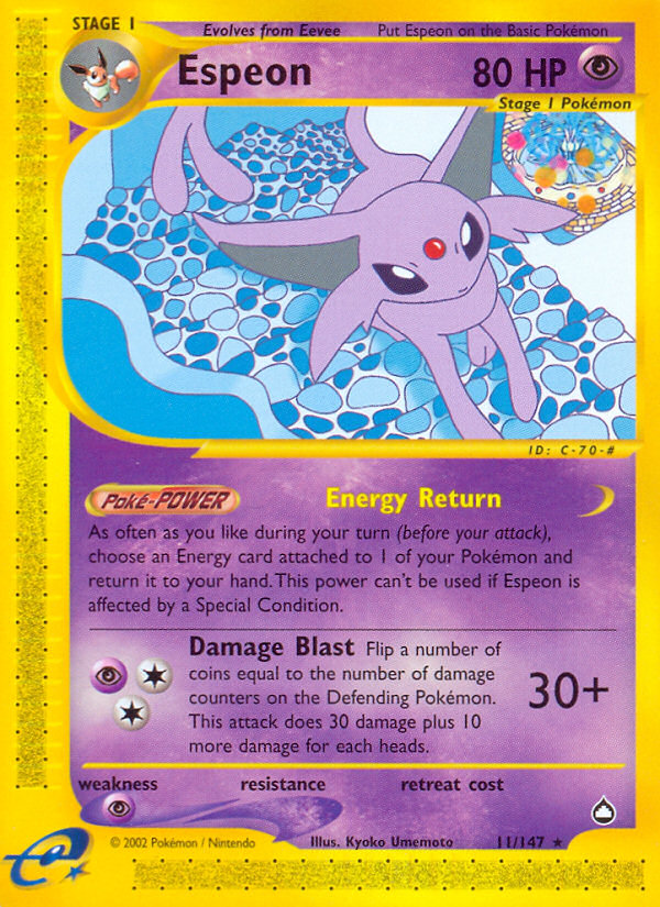 Espeon (11/147) [Aquapolis] | Tables and Towers