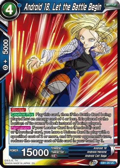 Android 18, Let the Battle Begin (EB1-20) [Battle Evolution Booster] | Tables and Towers