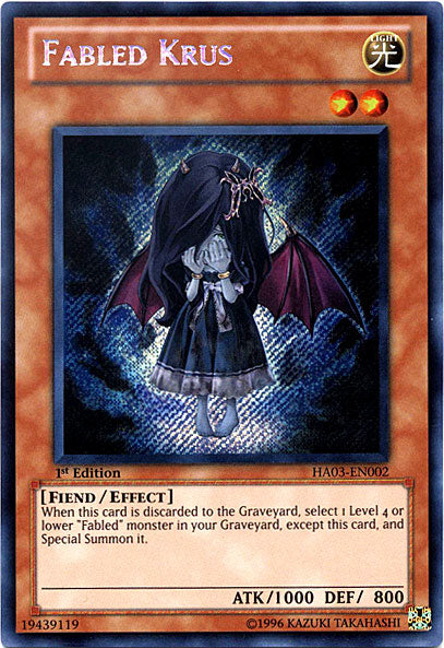 Fabled Krus [HA03-EN002] Secret Rare | Tables and Towers