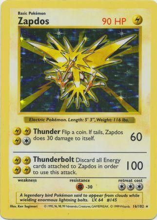 Zapdos (16/102) [Base Set Shadowless Unlimited] | Tables and Towers