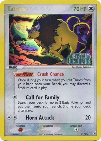 Tauros (12/100) (Stamped) [EX: Crystal Guardians] | Tables and Towers