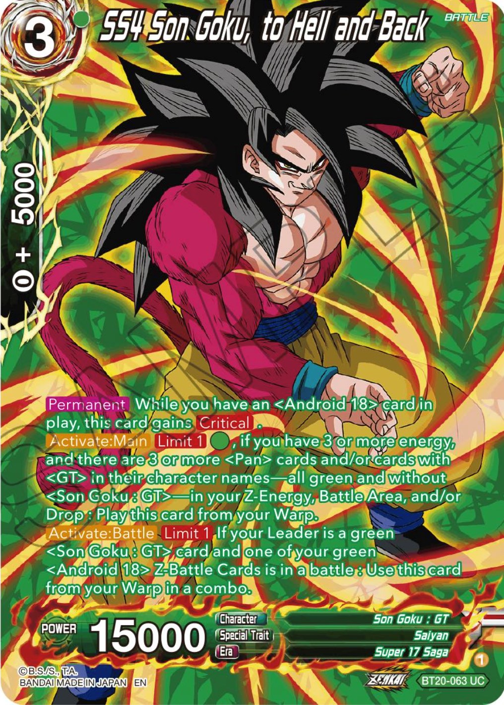 SS4 Son Goku, to Hell and Back (Silver Foil) (BT20-063) [Power Absorbed] | Tables and Towers