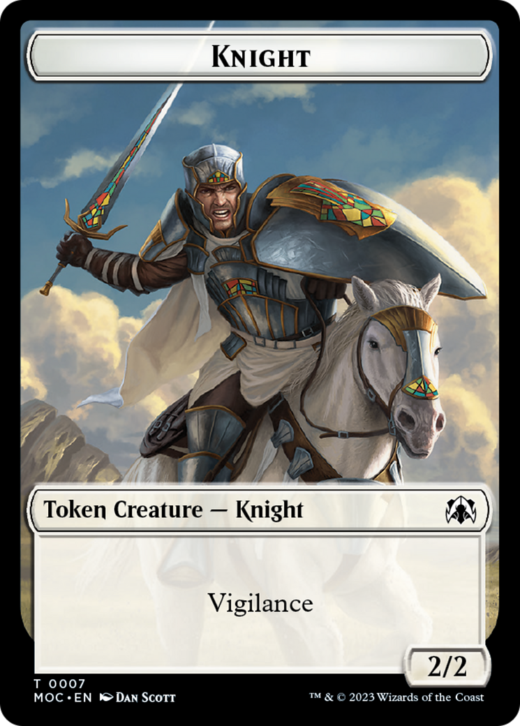 Knight (7) // Spirit (14) Double-Sided Token [March of the Machine Commander Tokens] | Tables and Towers