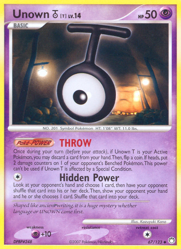 Unown T (67/123) [Diamond & Pearl: Mysterious Treasures] | Tables and Towers