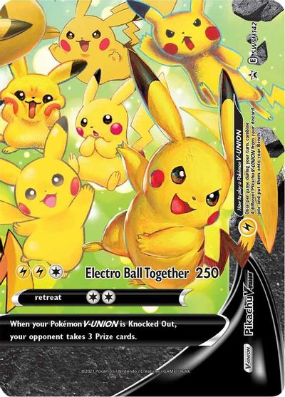 Pikachu V-UNION (SWSH142) (Celebrations) [Sword & Shield: Black Star Promos] | Tables and Towers