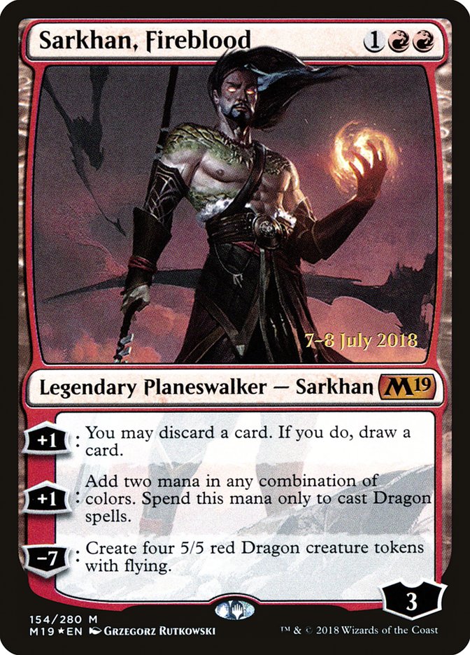 Sarkhan, Fireblood [Core Set 2019 Prerelease Promos] | Tables and Towers