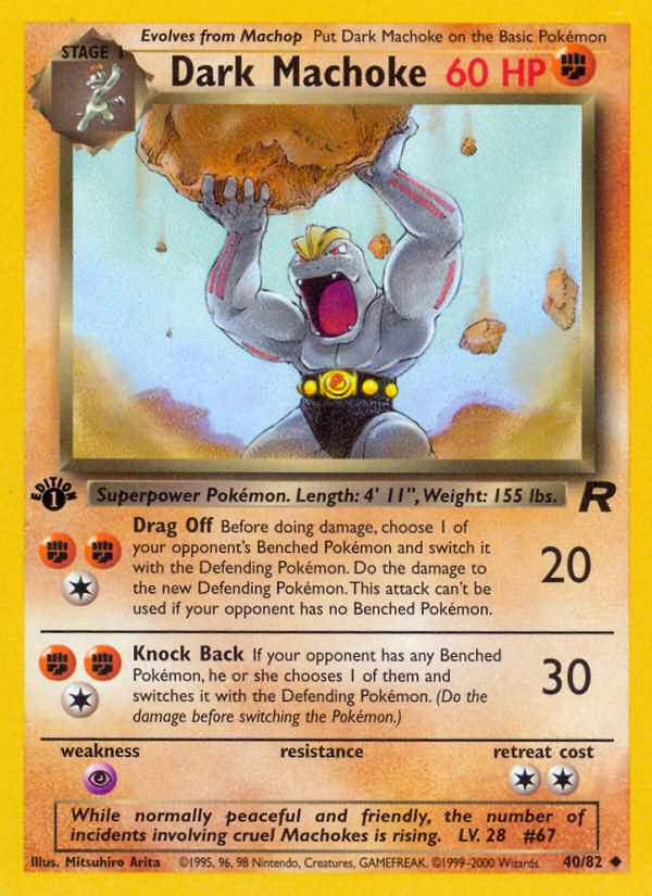 Dark Machoke (40/82) [Team Rocket 1st Edition] | Tables and Towers