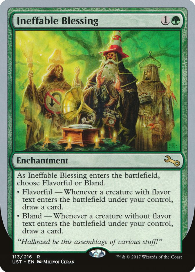 Ineffable Blessing ("choose Flavorful or Bland") [Unstable] | Tables and Towers
