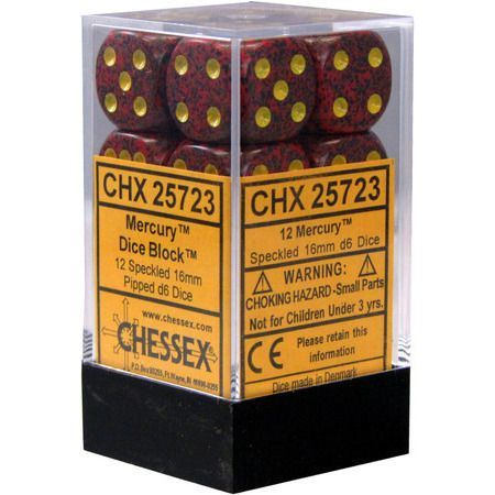 12 Speckled Mercury 16mm D6 Dice Block - CHX25723 | Tables and Towers