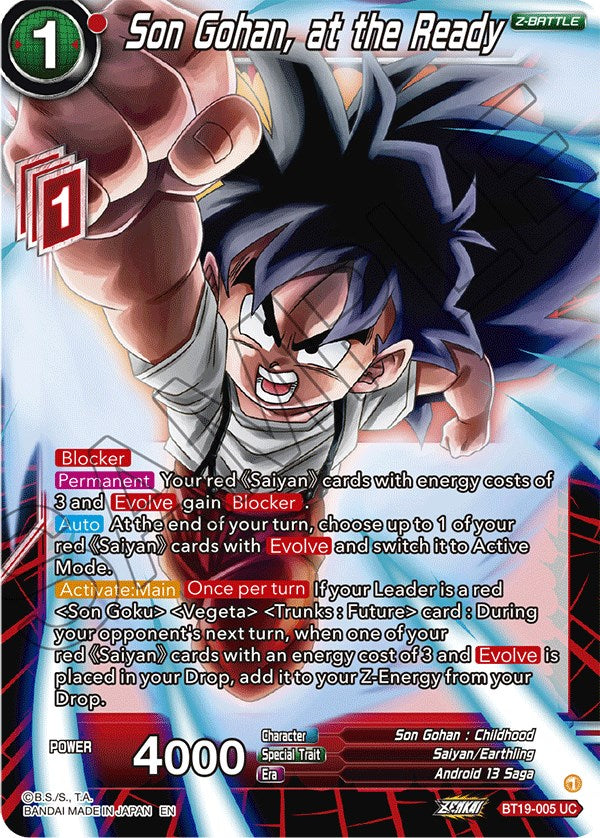 Son Gohan, at the Ready (BT19-005) [Fighter's Ambition] | Tables and Towers