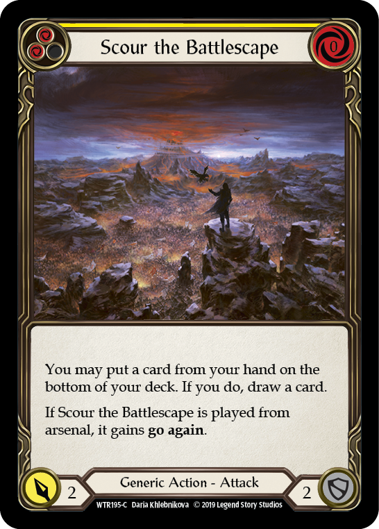 Scour the Battlescape (Yellow) [WTR195-C] (Welcome to Rathe)  Alpha Print Rainbow Foil | Tables and Towers