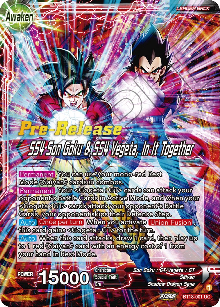 Son Goku & Vegeta // SS4 Son Goku & SS4 Vegeta, In It Together (BT18-001) [Dawn of the Z-Legends Prerelease Promos] | Tables and Towers