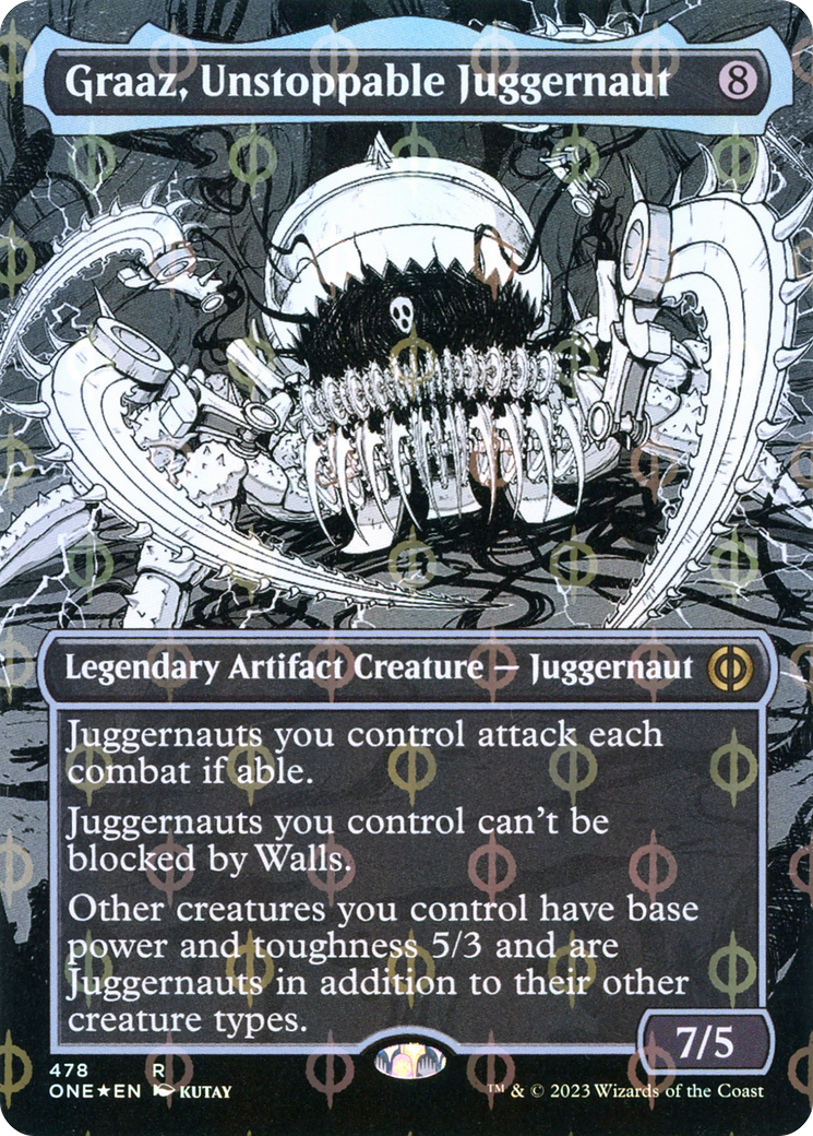 Graaz, Unstoppable Juggernaut (Borderless Manga Step-and-Compleat Foil) [Phyrexia: All Will Be One] | Tables and Towers