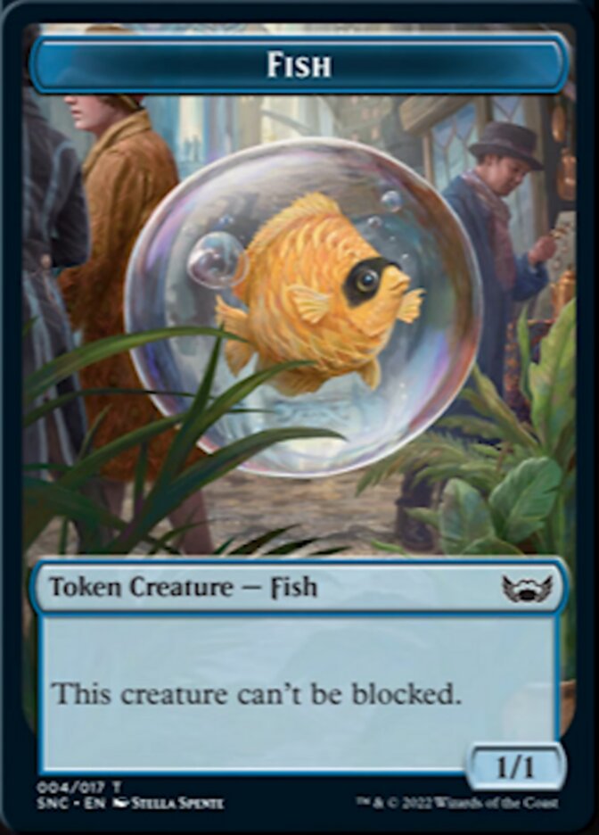 Fish // Rhino Warrior Double-Sided Token [Streets of New Capenna Tokens] | Tables and Towers