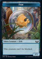 Fish // Rhino Warrior Double-Sided Token [Streets of New Capenna Tokens] | Tables and Towers