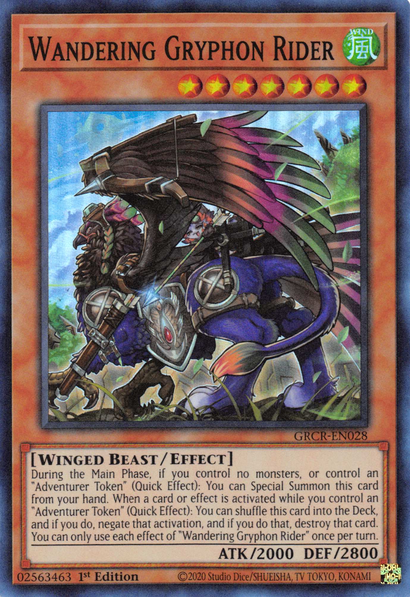 Wandering Gryphon Rider [GRCR-EN028] Super Rare | Tables and Towers