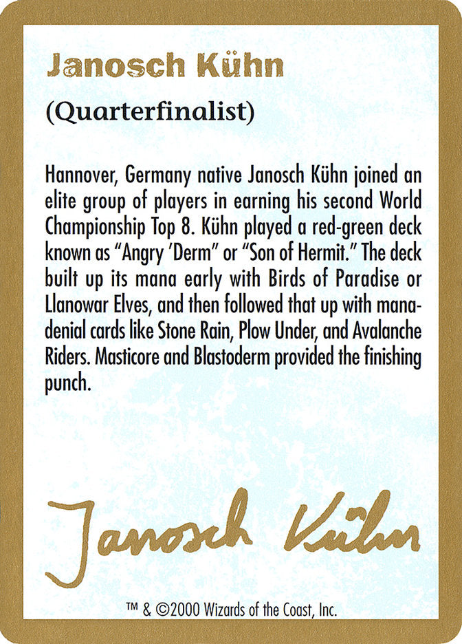 Janosch Kuhn Bio (2000) [World Championship Decks 2000] | Tables and Towers