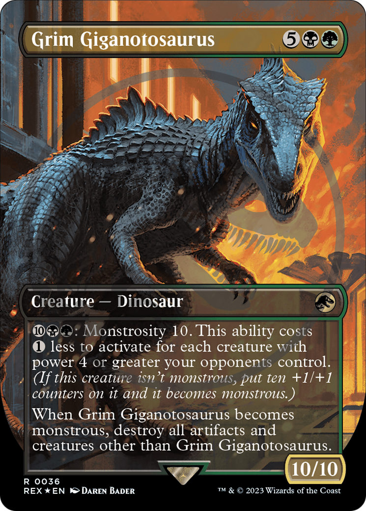 Grim Giganotosaurus Emblem (Borderless) [Jurassic World Collection Tokens] | Tables and Towers