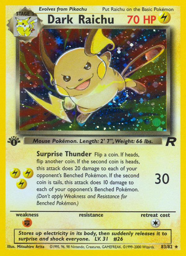 Dark Raichu (83/82) [Team Rocket 1st Edition] | Tables and Towers