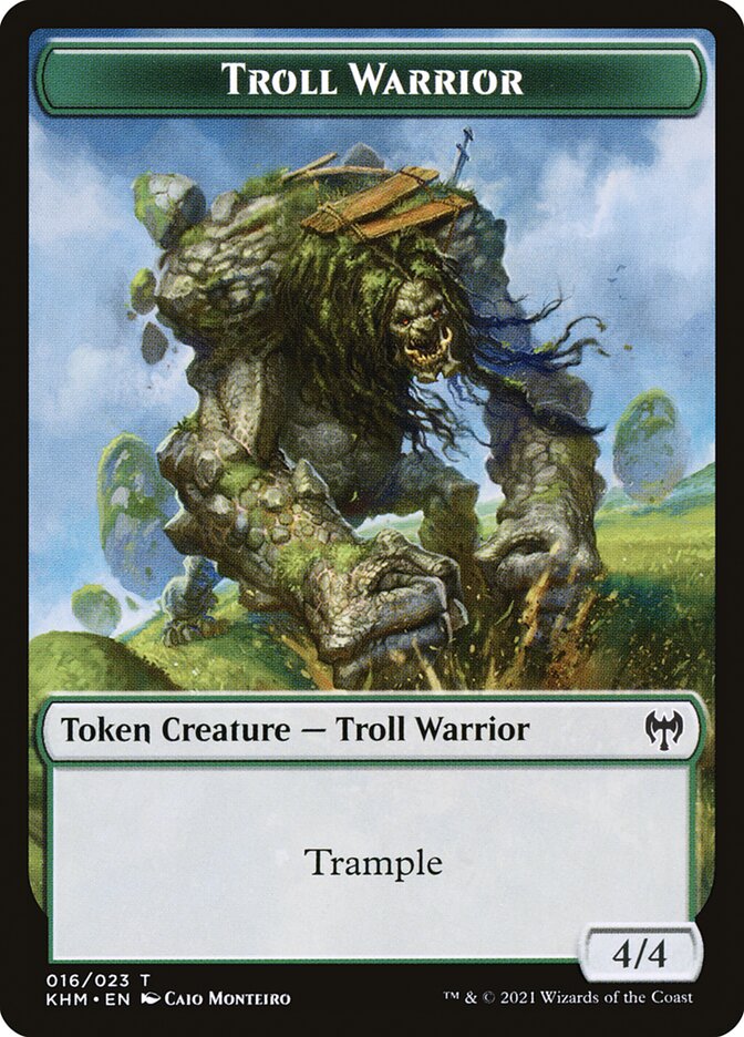 Human Warrior // Troll Warrior Double-Sided Token [Kaldheim Tokens] | Tables and Towers