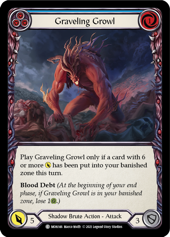 Graveling Growl (Blue) [MON146-RF] (Monarch)  1st Edition Rainbow Foil | Tables and Towers