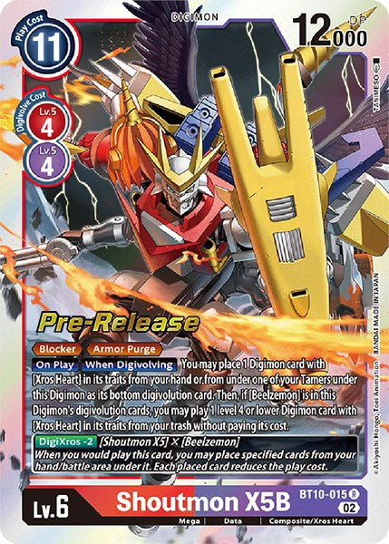 Shoutmon X5B [BT10-015] [Xros Encounter Pre-Release Cards] | Tables and Towers