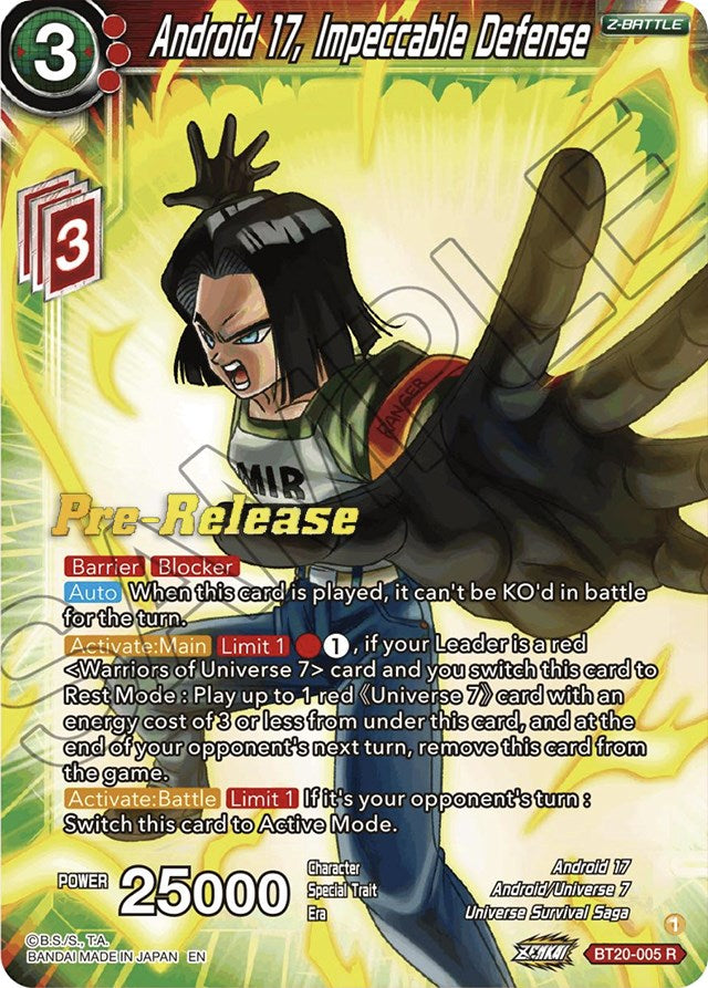 Android 17, Impeccable Defense (BT20-005) [Power Absorbed Prerelease Promos] | Tables and Towers