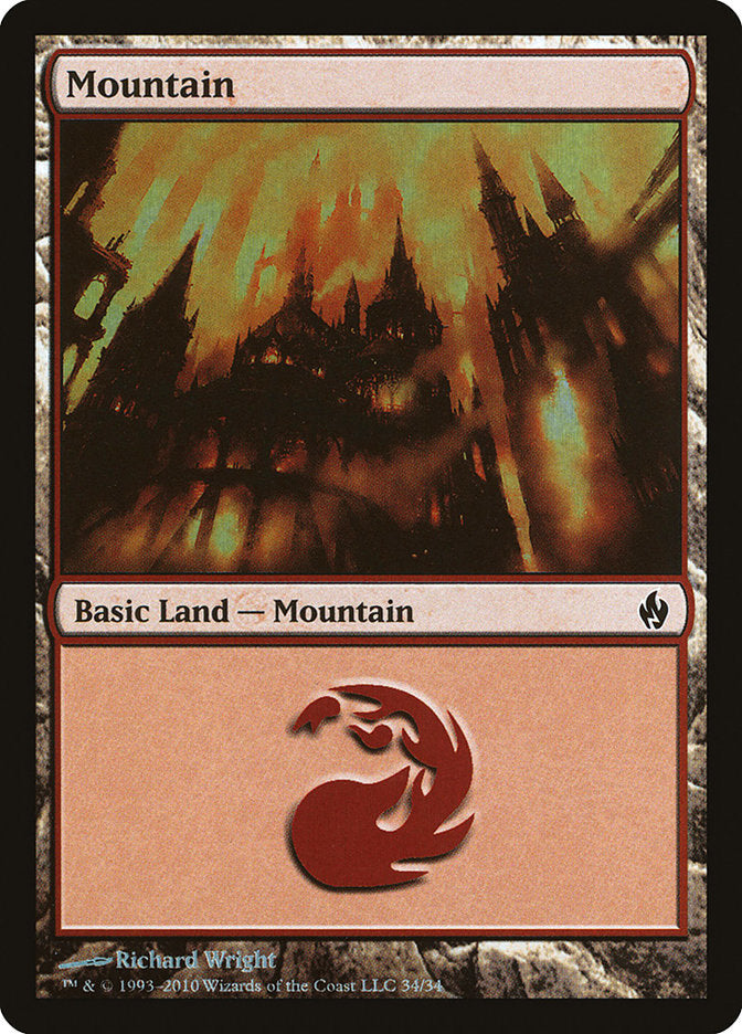 Mountain (34) [Premium Deck Series: Fire and Lightning] | Tables and Towers