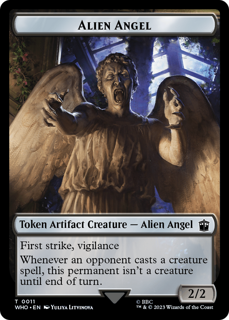 Alien Angel // Alien Warrior Double-Sided Token [Doctor Who Tokens] | Tables and Towers