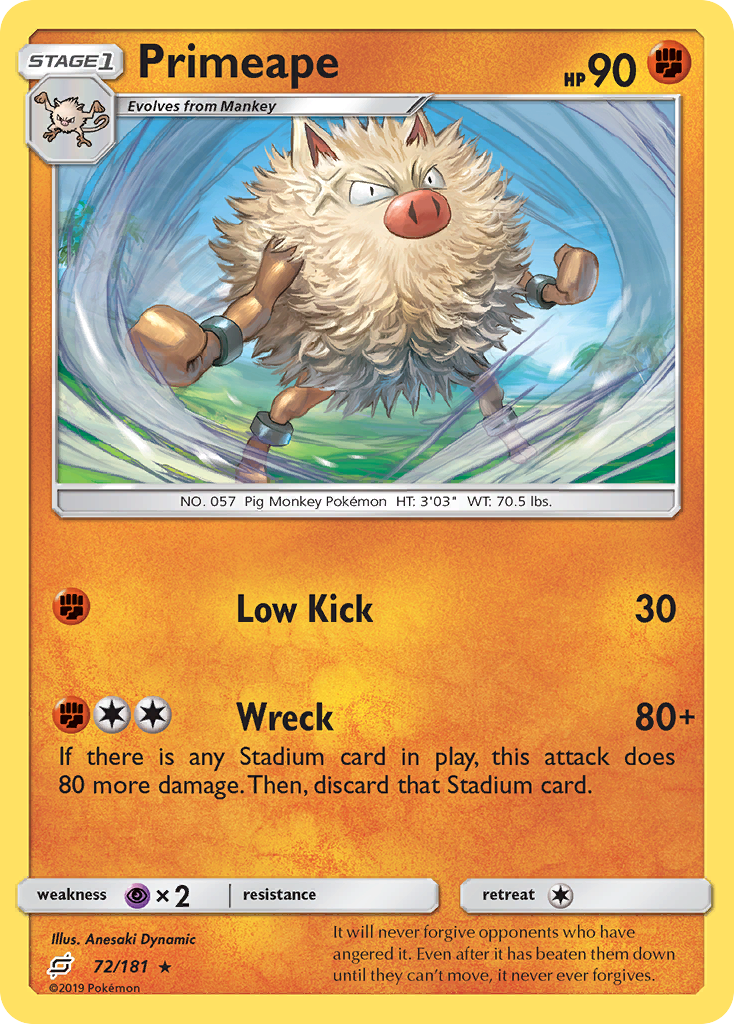 Primeape (72/181) [Sun & Moon: Team Up] | Tables and Towers