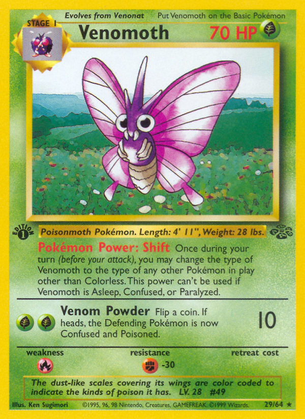 Venomoth (29/64) [Jungle 1st Edition] | Tables and Towers