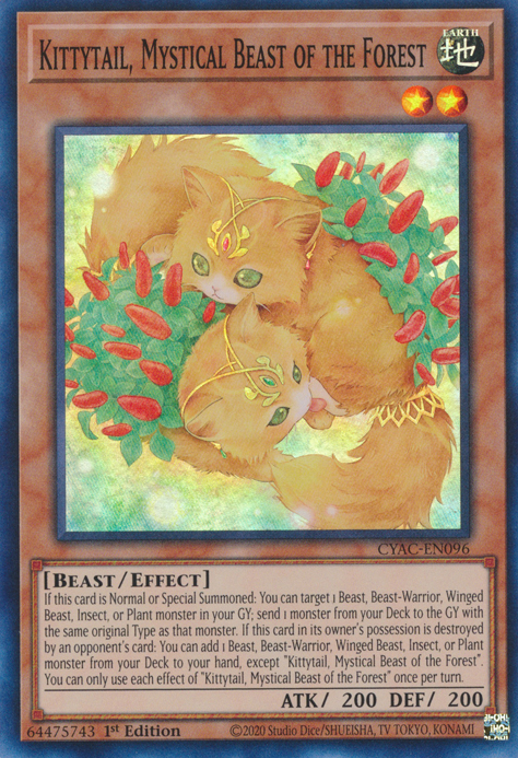 Kittytail, Mystical Beast of the Forest [CYAC-EN096] Super Rare | Tables and Towers