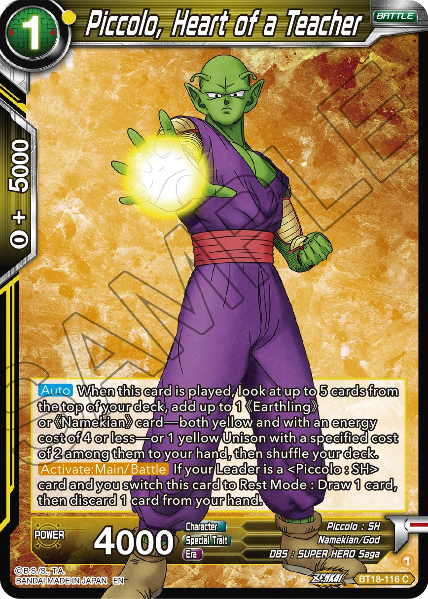 Piccolo, Heart of a Teacher (BT18-116) [Dawn of the Z-Legends] | Tables and Towers