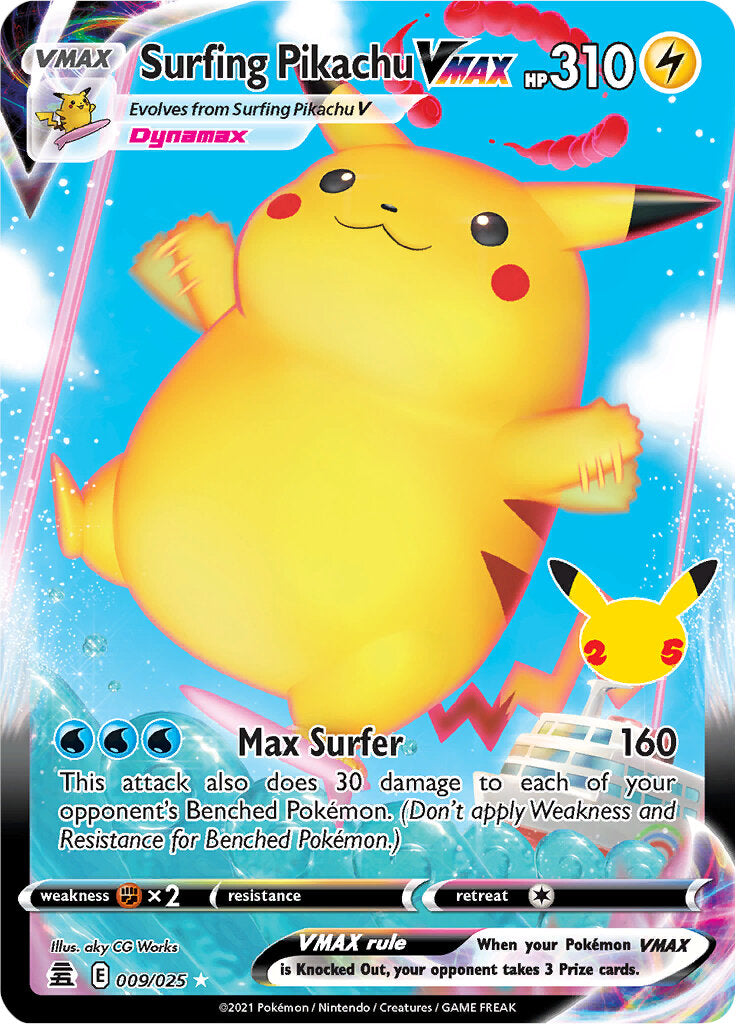 Surfing Pikachu VMAX (009/025) [Celebrations: 25th Anniversary] | Tables and Towers