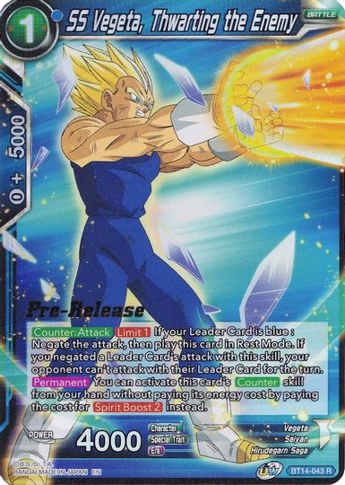 SS Vegeta, Thwarting the Enemy (BT14-043) [Cross Spirits Prerelease Promos] | Tables and Towers