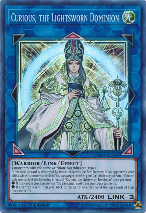 Curious, the Lightsworn Dominion [EXFO-EN091] Super Rare | Tables and Towers