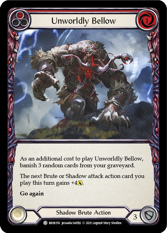 Unworldly Bellow (Red) [MON150-RF] (Monarch)  1st Edition Rainbow Foil | Tables and Towers