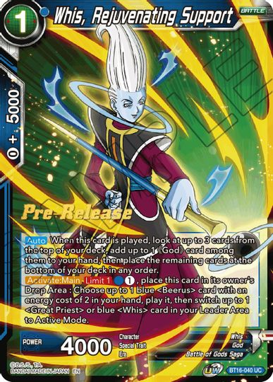 Whis, Rejuvenating Support (BT16-040) [Realm of the Gods Prerelease Promos] | Tables and Towers