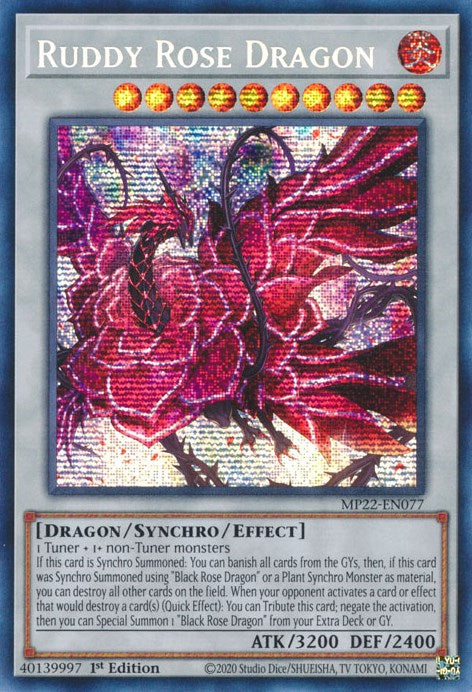 Ruddy Rose Dragon [MP22-EN077] Prismatic Secret Rare | Tables and Towers