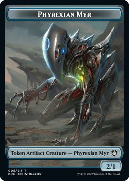 Scrap // Phyrexian Myr Double-Sided Token [The Brothers' War Commander Tokens] | Tables and Towers