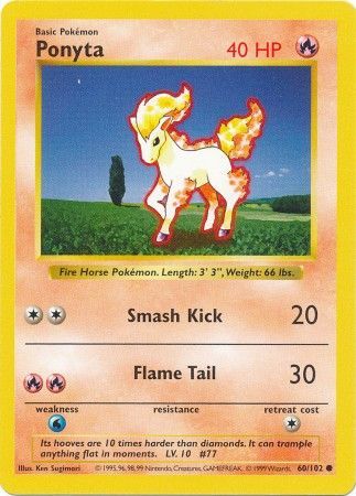 Ponyta (60/102) [Base Set Shadowless Unlimited] | Tables and Towers