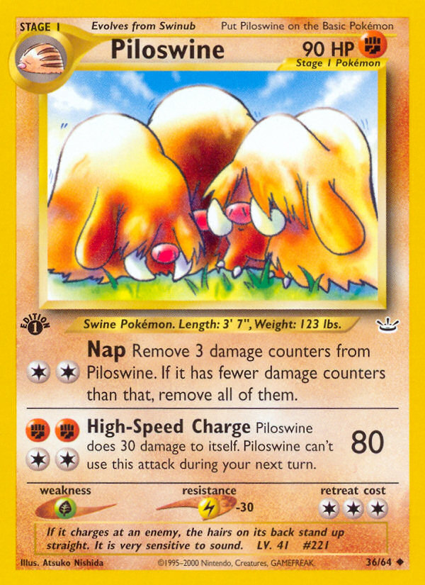 Piloswine (36/64) [Neo Revelation 1st Edition] | Tables and Towers