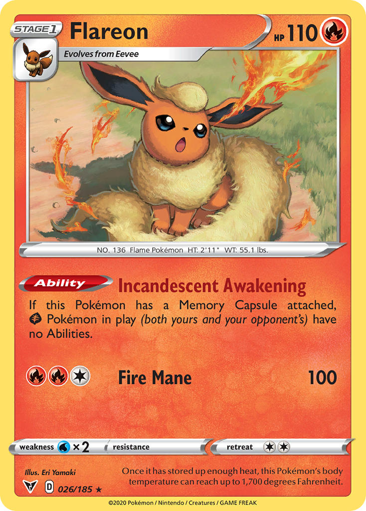 Flareon (026/185) [Sword & Shield: Vivid Voltage] | Tables and Towers