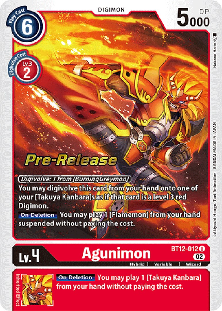 Agunimon [BT12-012] [Across Time Pre-Release Cards] | Tables and Towers