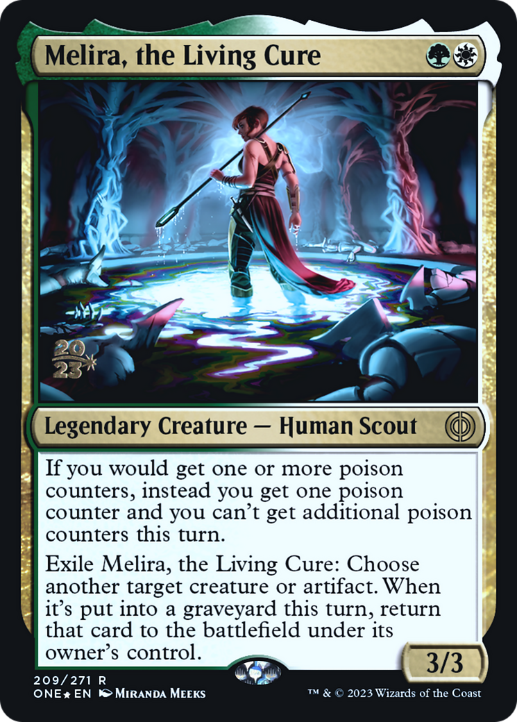 Melira, the Living Cure [Phyrexia: All Will Be One Prerelease Promos] | Tables and Towers