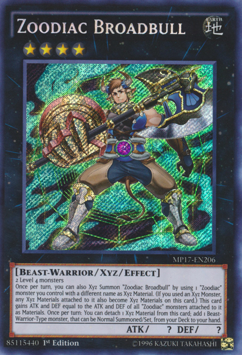 Zoodiac Broadbull [MP17-EN206] Secret Rare | Tables and Towers