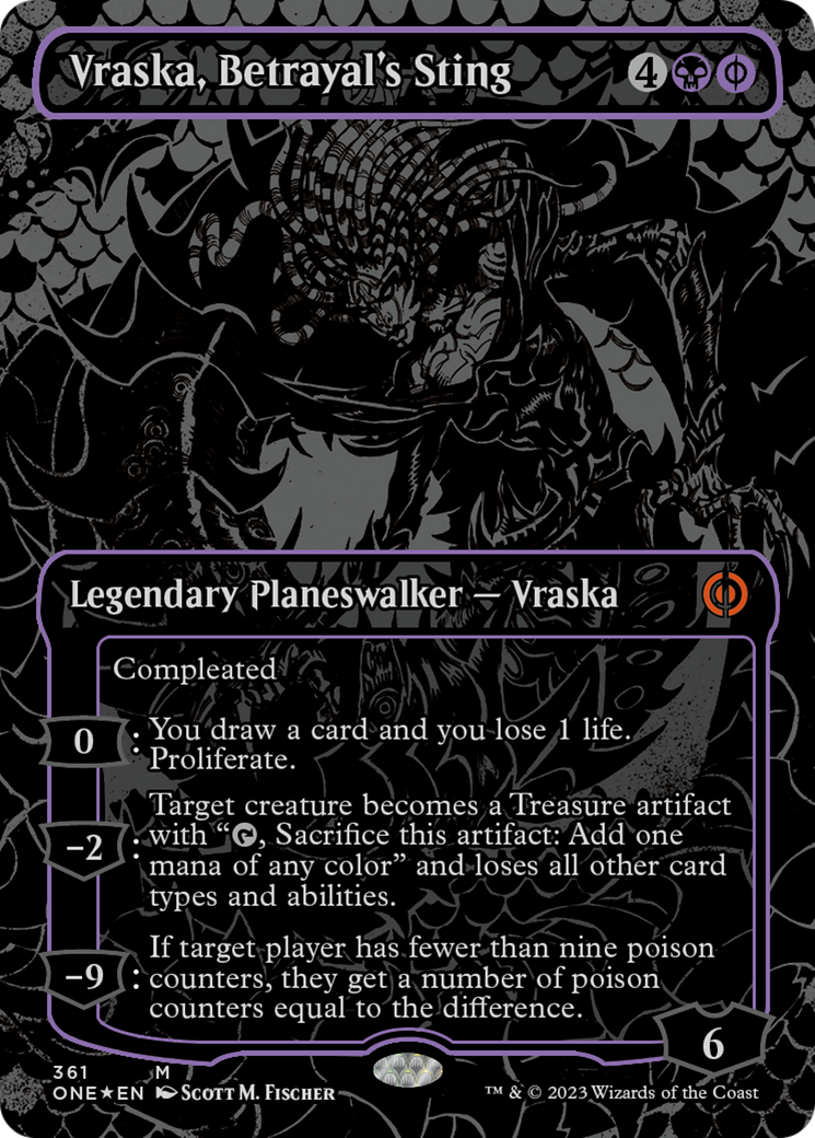 Vraska, Betrayal's Sting (Oil Slick Raised Foil) [Phyrexia: All Will Be One] | Tables and Towers