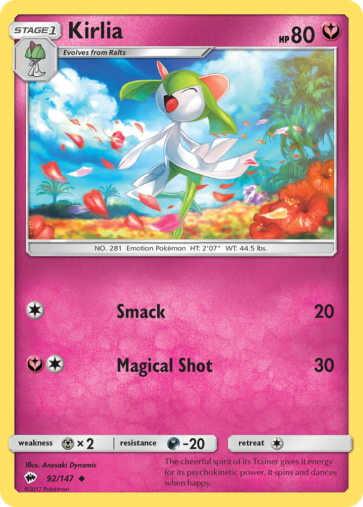 Kirlia (92/147) [Sun & Moon: Burning Shadows] | Tables and Towers